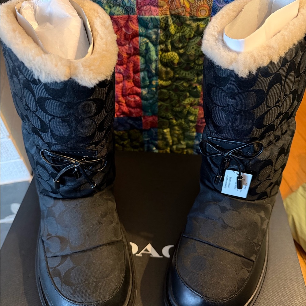 Coach Black and Cream Winter Boots